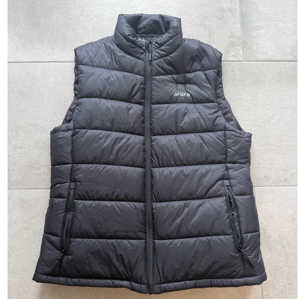 Ororo Mens Heated Puffer Vest Black Full Zip Insulated Jacket L NO BATTERY